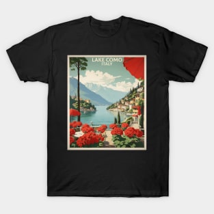 Lake Como Italy Vintage Tourism Travel Poster T-Shirt